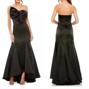 Mac Duggal Leena Strapless Satin Mermaid Gown Evening with Bow 398$ Size 6